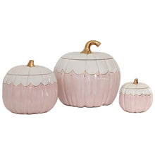 Load image into Gallery viewer, Scalloped Pumpkin Jars with 22K Gold Accents in Light Pink
