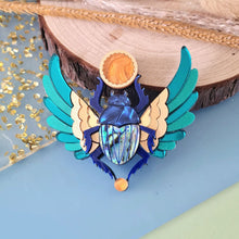 Load image into Gallery viewer, Scarab Dung Beetle Brooch by Cherryloco Jewellery