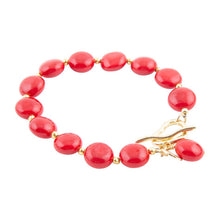 Load image into Gallery viewer, Scardale Red Shell Pearl Golden Toggle Bracelet