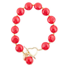 Load image into Gallery viewer, Scardale Red Shell Pearl Golden Toggle Bracelet