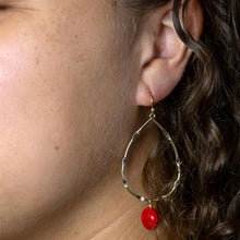 Load image into Gallery viewer, Scarsdale Red Shell Pearl Golden Drop Earrings