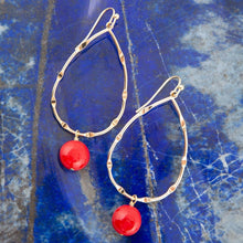Load image into Gallery viewer, Scarsdale Red Shell Pearl Golden Drop Earrings
