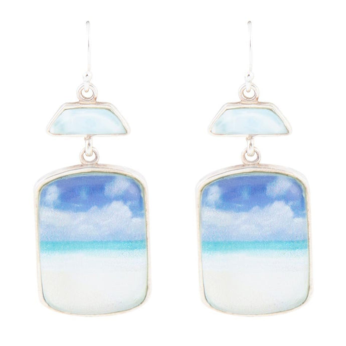 Scenic Beach Blue Larimar and Sterling Silver Drop Earrings