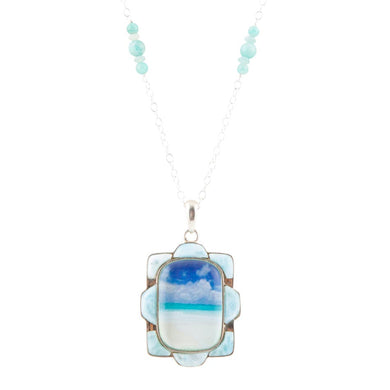 Scenic Beach Blue Larimar and Sterling Silver Pendant Necklace