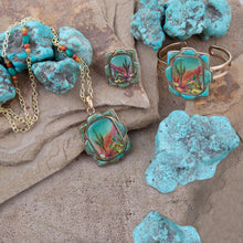 Load image into Gallery viewer, Scenic Desert Sedona Blue Turquoise Golden Ring