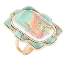 Load image into Gallery viewer, Scenic Desert Sedona Blue Turquoise Golden Ring