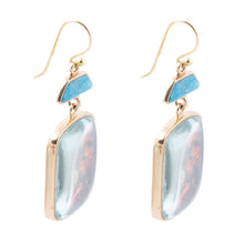Load image into Gallery viewer, Scenic Dark Florals Blue Apatite Golden Drop Earrings