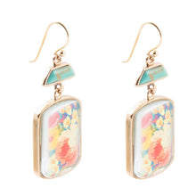 Load image into Gallery viewer, Scenic Floral Blue Turquoise Golden Earrings