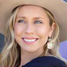 Load image into Gallery viewer, Scenic Floral Blue Turquoise Golden Earrings