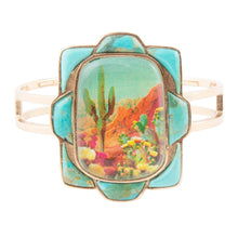 Load image into Gallery viewer, Scenic Sedona Blue Turquoise and Golden Cuff Bracelet
