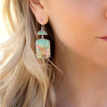 Load image into Gallery viewer, Scenic Sedona Desert Blue Turquoise Golden Drop Earrings