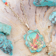 Load image into Gallery viewer, Scenic Sedona Desert Blue Turquoise Golden Pendant Necklace