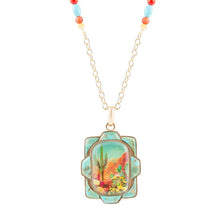 Load image into Gallery viewer, Scenic Sedona Desert Blue Turquoise Golden Pendant Necklace