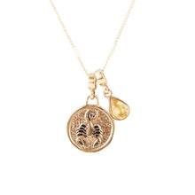 Load image into Gallery viewer, Scorpio - Zodiac Yellow Citrine Golden Charm Necklace