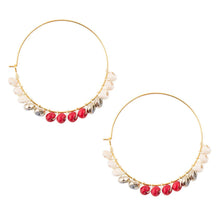 Load image into Gallery viewer, Sepia Red Hoop Earrings