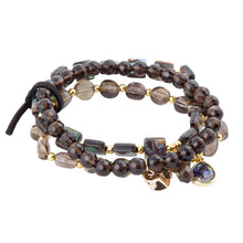 Load image into Gallery viewer, Sepia Sea Black Smoky Quartz and Blue Abalone Bracelet Set