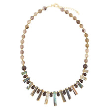 Load image into Gallery viewer, Sepia Sea Green Abalone Statement Golden Necklace