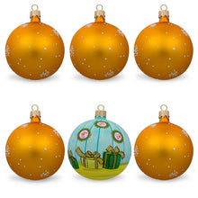 Load image into Gallery viewer, Set of 6 Santa with Gifts, Snowman, Nutcracker Glass Christmas Ornaments
