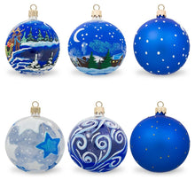 Load image into Gallery viewer, Set of 6 Santa, Reindeer, Snowman, Nutcracker, and Holiday Scenes Glass Christmas Ornaments