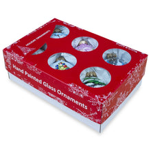 Load image into Gallery viewer, Set of 6 Santa, Reindeer, Snowman, Nutcracker, and Holiday Scenes Glass Christmas Ornaments