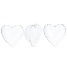 Load image into Gallery viewer, Set of 3 Clear Plastic Hearts Ornaments 2.45 Inches (62 mm)