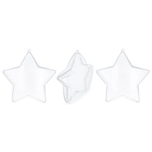 Load image into Gallery viewer, Set of 3 Clear Plastic Star Ornaments 4 Inches