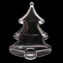 Load image into Gallery viewer, Set of 3 Clear Plastic Christmas Tree Shape Ornaments 4.35 Inches