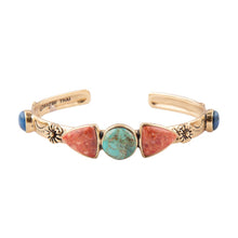 Load image into Gallery viewer, Shades of Multi Stone Golden Cuff Bracelet