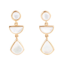 Load image into Gallery viewer, Shaped in White Mother of Pearl Golden Post Earrings