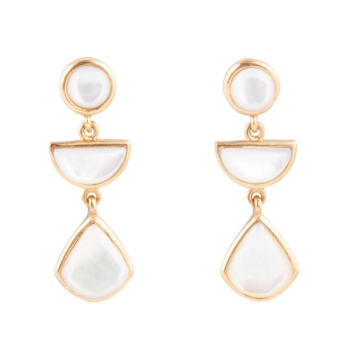 Shaped in White Mother of Pearl Golden Post Earrings