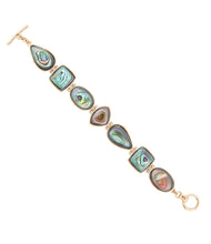 Load image into Gallery viewer, Shapes of Blue and Green Abalone Golden Link Bracelet