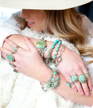 Load image into Gallery viewer, Sharp Blue Turquoise and Sterling Silver Cuff Bracelet