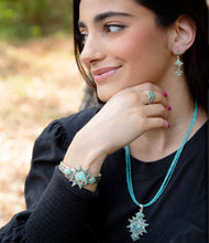 Load image into Gallery viewer, Sharp Blue Turquoise and Sterling Silver Cuff Bracelet