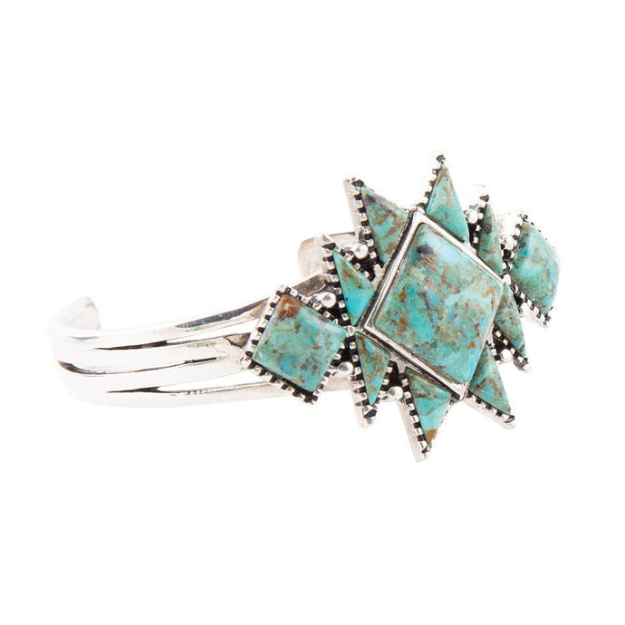 Sharp Blue Turquoise and Sterling Silver Cuff Bracelet