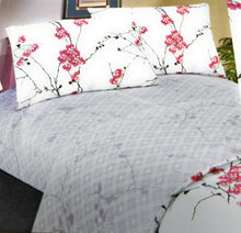 Load image into Gallery viewer, DaDa Bedding Floral Cherry Blossoms Red Purple Fitted Sheet &amp; Pillow Cases Set (FTS8318)