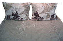 Load image into Gallery viewer, DaDa Bedding Paisley Grey Floral Leaves Fitted Sheet &amp; Pillow Cases Set (FTS8197)