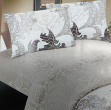 Load image into Gallery viewer, DaDa Bedding Jacquard Paisley Floral Leaves Flat Sheet &amp; Pillow Cases Set - Twin 2-Pieces (FS8197)