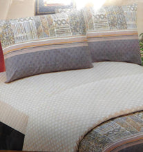 Load image into Gallery viewer, DaDa Bedding Geometric Striped Tan Brown Multi-Color Fitted + Flat Sheet &amp; Pillow Cases Set (FSFS8279)