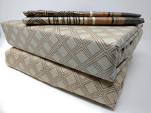 Load image into Gallery viewer, DaDa Bedding Geometric Striped Tan Brown Multi-Color Fitted + Flat Sheet &amp; Pillow Cases Set (FSFS8279)