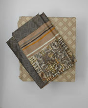 Load image into Gallery viewer, DaDa Bedding Geometric Striped Tan Brown Multi-Color Fitted + Flat Sheet &amp; Pillow Cases Set (FSFS8279)