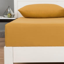 Load image into Gallery viewer, DaDa Bedding Honey Yellow Poplin Cotton Fitted Sheet w/ Pillow Cases (JHW-550-Fitted)