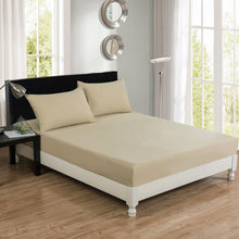 Load image into Gallery viewer, DaDa Bedding Luxury Soft Cotton Beige Fitted Bed Sheet &amp; Pillow Cases Set (JHW-546-Fitted)