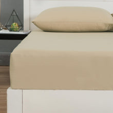 Load image into Gallery viewer, DaDa Bedding Luxury Soft Cotton Beige Fitted Bed Sheet &amp; Pillow Cases Set (JHW-546-Fitted)