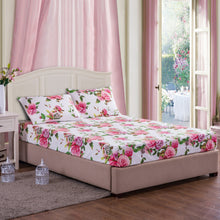 Load image into Gallery viewer, DaDa Bedding Romantic Roses Lovely Spring Pink Floral Fitted Bed Sheet w/ Pillow Cases (JHW879-Fitted)