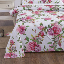 Load image into Gallery viewer, DaDa Bedding Romantic Roses Lovely Spring Pink Floral Garden Fitted &amp; Flat Bed Sheet Set w/ Pillow Cases (JHW879)