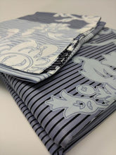 Load image into Gallery viewer, DaDa Bedding Navy Blue Floral Striped Fitted + Flat Sheets &amp; Pillow Cases Set (FSFS8153)