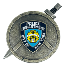 Load image into Gallery viewer, BL4-008 NYPD New York City Police Department Detective Shield with removable Sword Challenge Coin Set