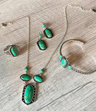 Load image into Gallery viewer, Shielded Lime Greeen Turquoise and Sterling SIlver Necklace