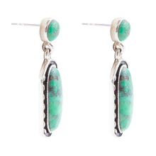 Load image into Gallery viewer, Shielded Lime Turquoise and Sterling Silver Earrings
