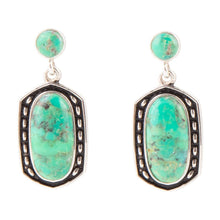 Load image into Gallery viewer, Shielded Lime Turquoise and Sterling Silver Earrings